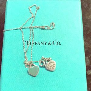 Tiffany mini double heart in silver and blue